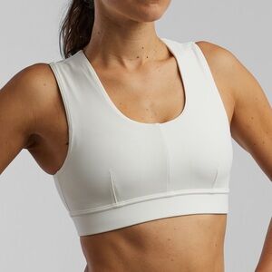 Oiselle Flyout Sports Bra White High Support Full Coverage Workout Running